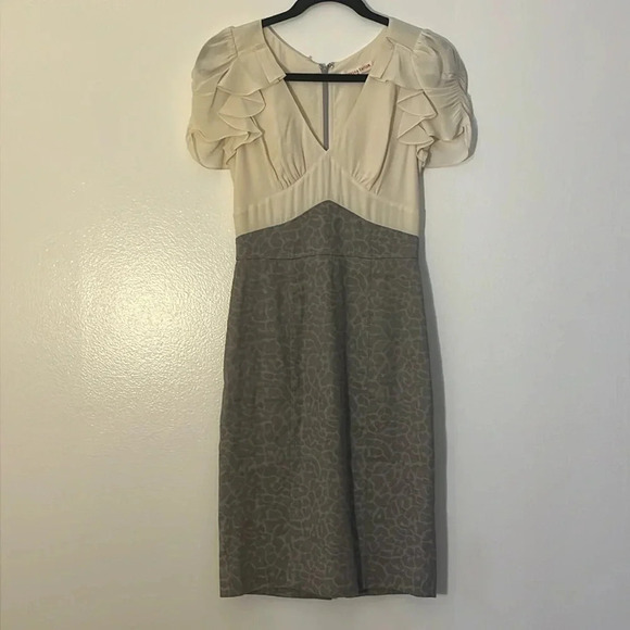 Rebecca Taylor | Fitted Retro style silk/linen blend dress Womens size 2 leopard - Picture 13 of 13